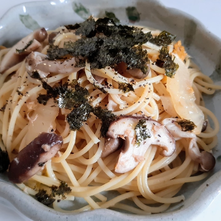 白菜ときのことツナの和風パスタ